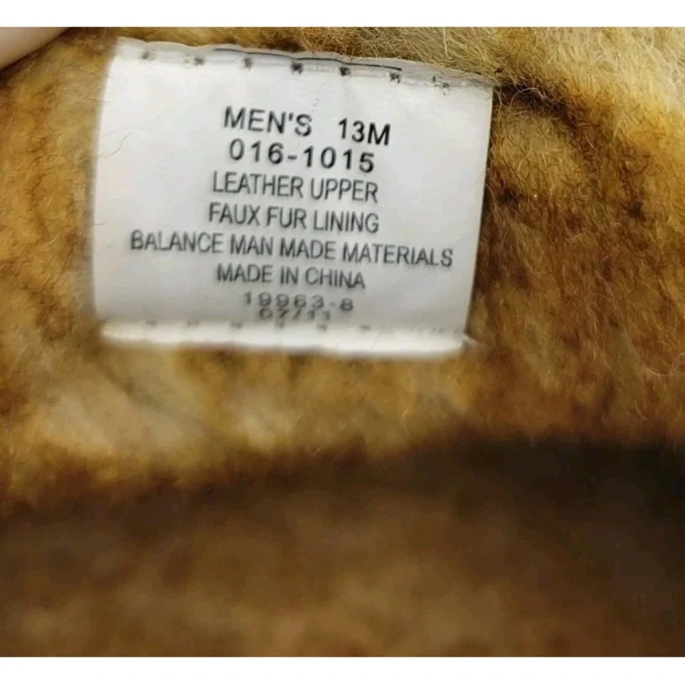 St. Johns Bay Moccasin Slippers Mens 13‎ M Brown Suede Leather Faux Fur Loafers - Picture 11 of 13